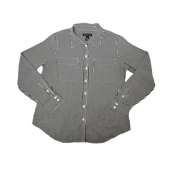 INC International Concepts Black/White Striped Button-Down Womens Size 10 - Picture 1 of 6